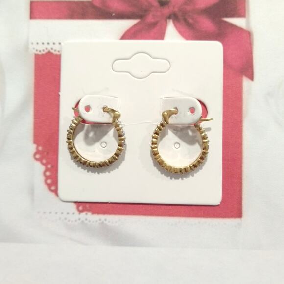 Diamond 14k yellow gold on 925 Sterling Silver Huggie Hoop Earrings RSE Signed - Picture 8 of 13